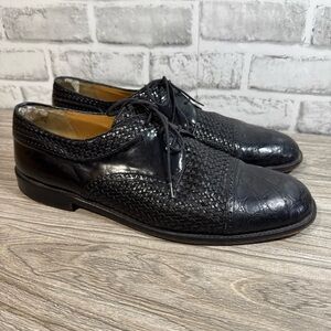 MEZLAN Salinas Crocodile Gator Braided Woven Black Oxford Shoe Men’s 12